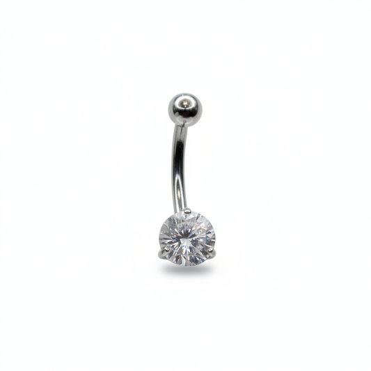 Piercing para ombligo zirconia blanca engarzada - Titanio