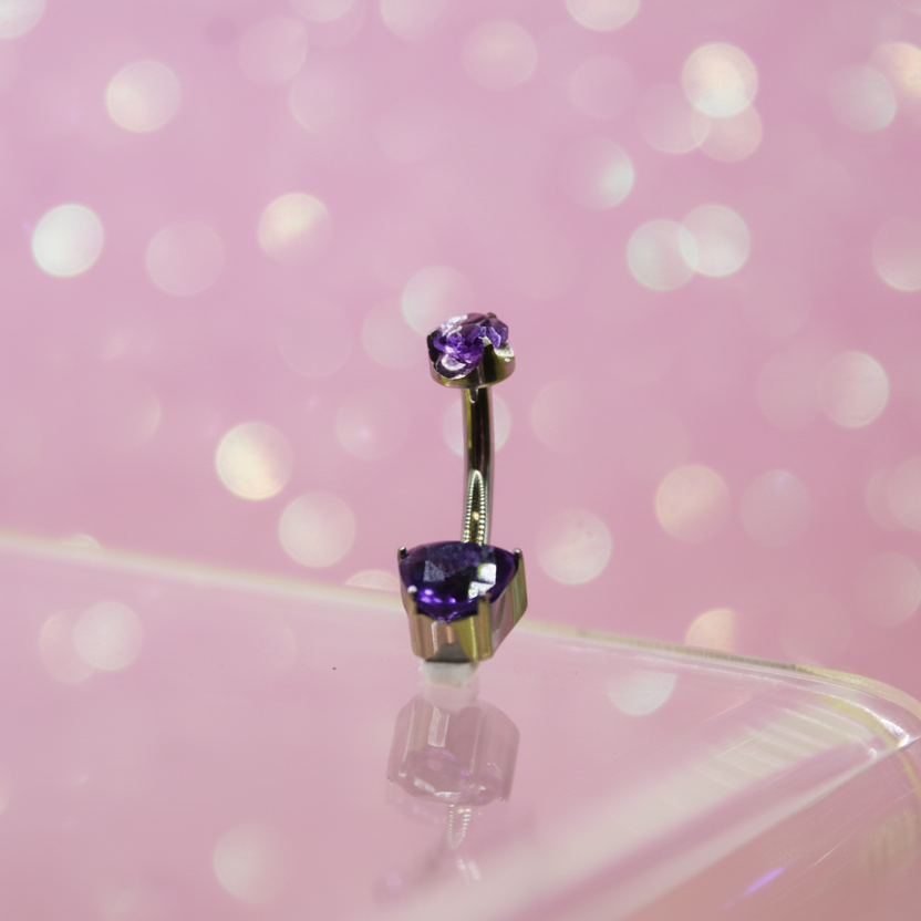Piercing de ombligo opalo corazón morado - Titanio