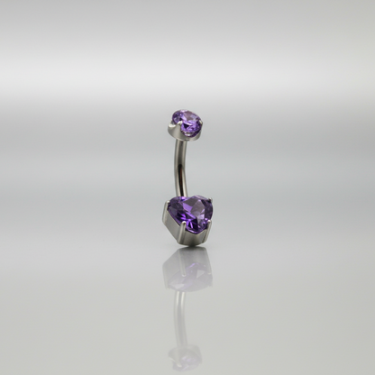 Piercing de ombligo opalo corazón morado - Titanio