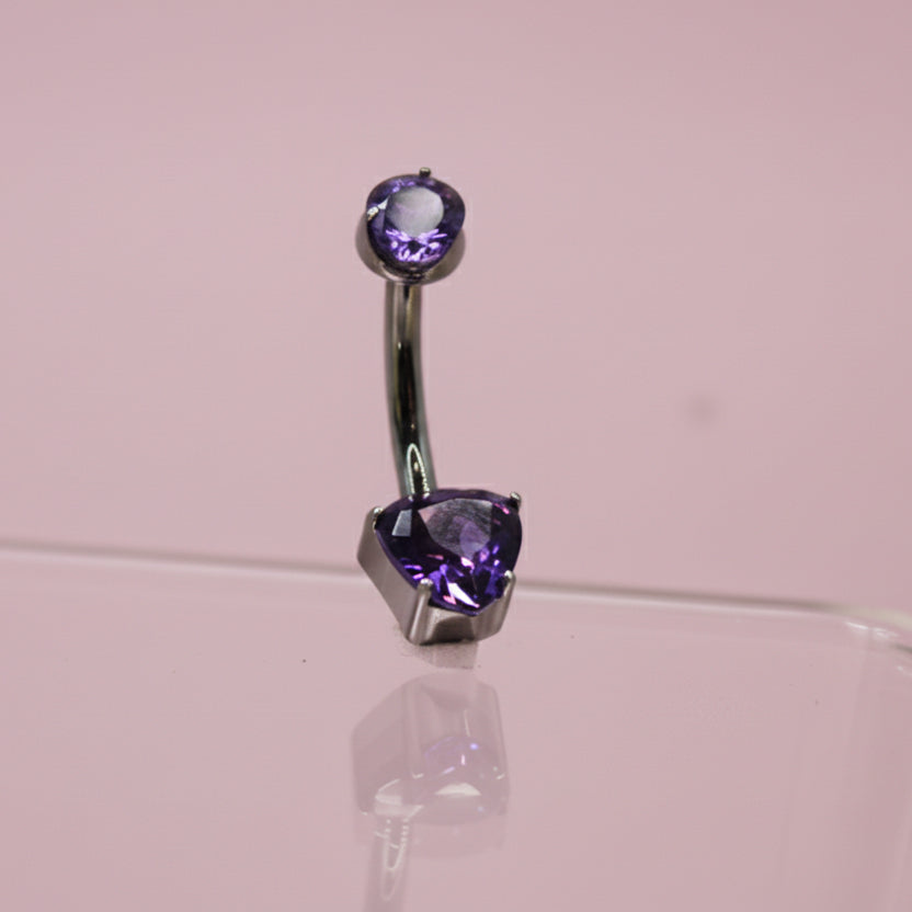 Piercing de ombligo opalo corazón morado - Titanio