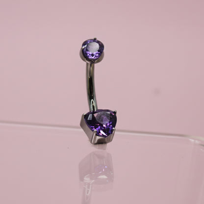 Piercing de ombligo opalo corazón morado - Titanio