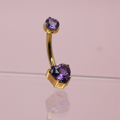 Piercing de ombligo opalo corazón morado - Titanio