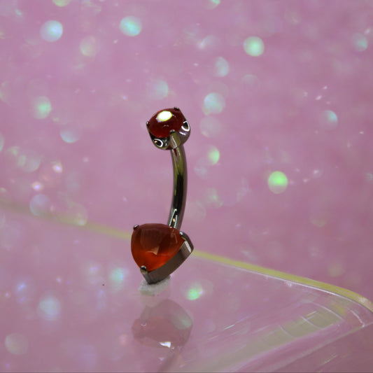 Piercing de ombligo opalo corazón rojo - Titanio