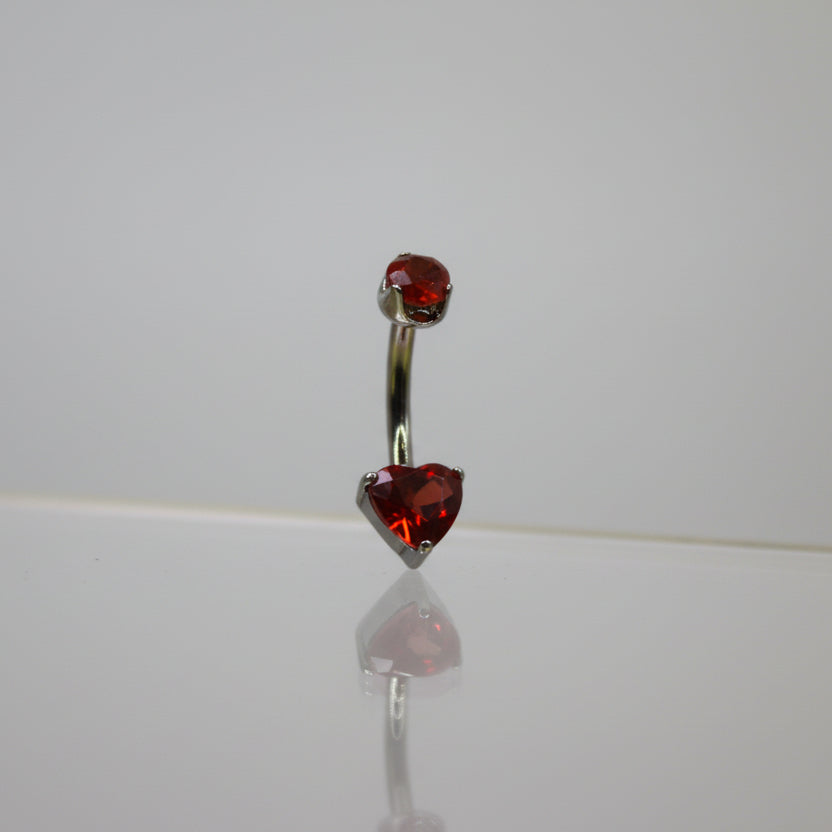 Piercing de ombligo opalo corazón rojo - Titanio