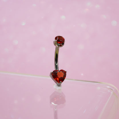 Piercing de ombligo opalo corazón rojo - Titanio