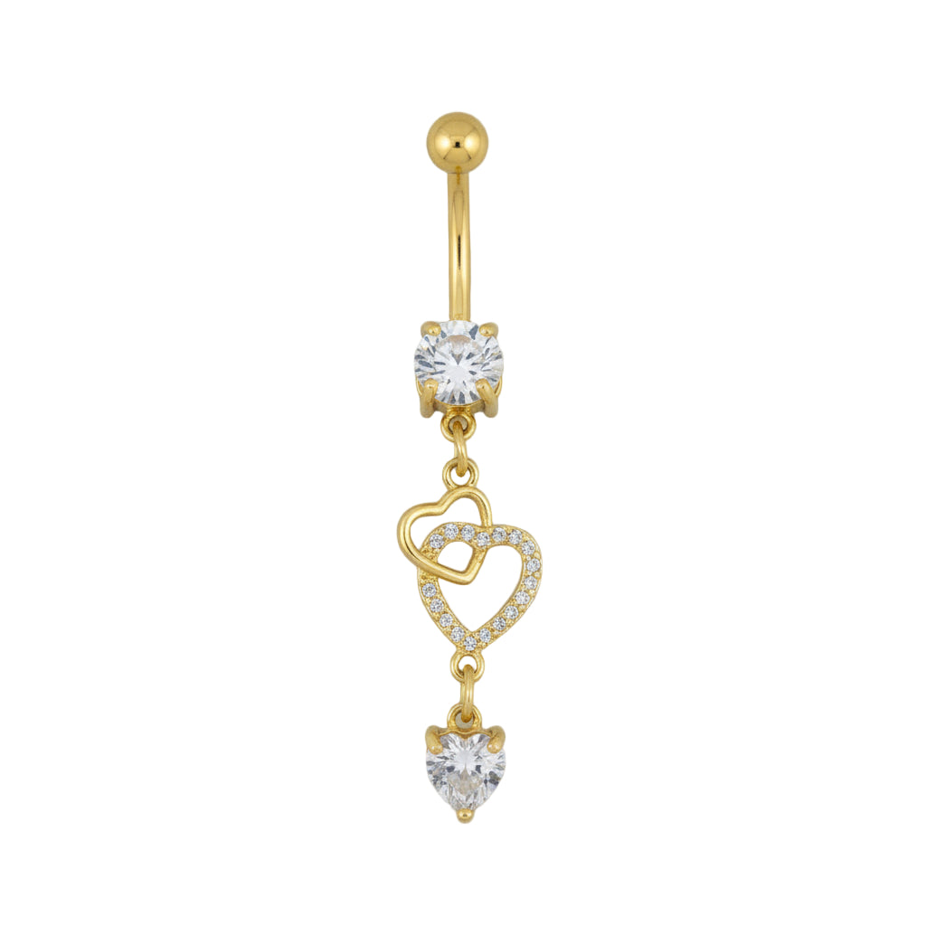 Piercing Ombligo Zirconia con Corazón Colgante Dorado