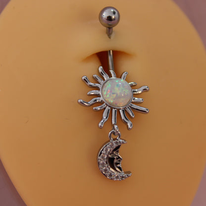 Piercing Luna y Sol Plata - Acero Quirúrgico