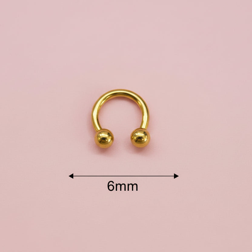 Piercing herradura dorado 6mm - Titanio