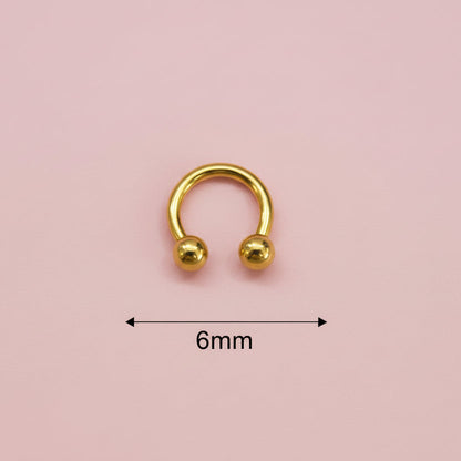 Piercing herradura dorado 6mm - Titanio