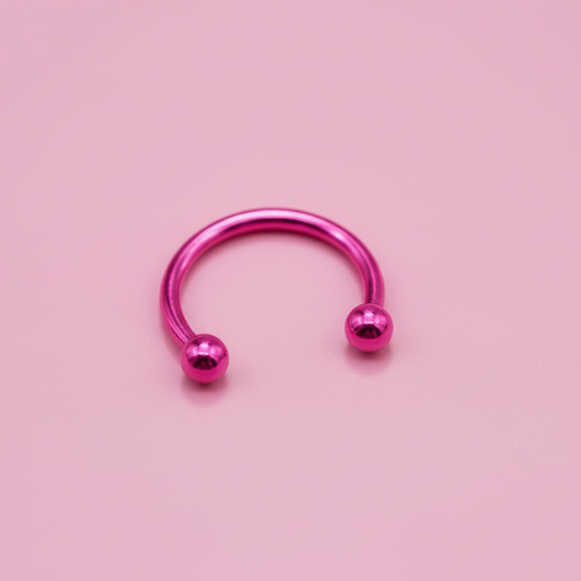 Piercing herradura rosa fucsia  - Titanio