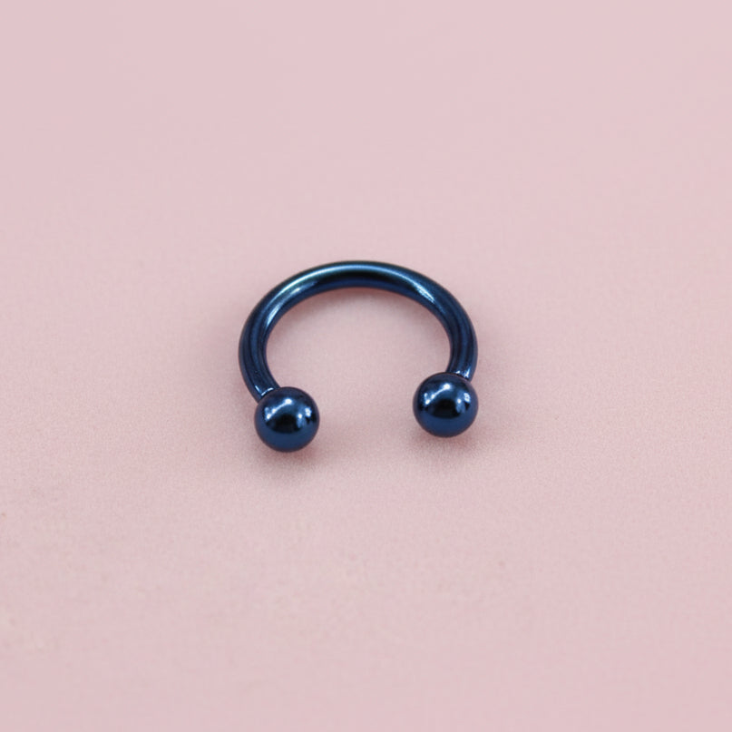 Piercing herradura Azul Oscuro  - Titanio
