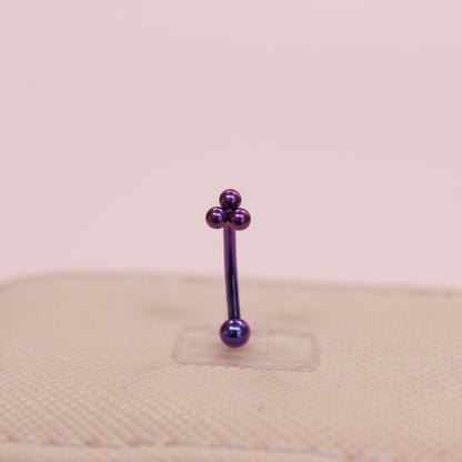 Piercing Banana para ceja/rook triple esferas azul - Titanio