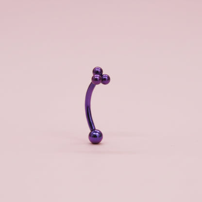 Piercing Banana para ceja/rook triple esferas azul - Titanio