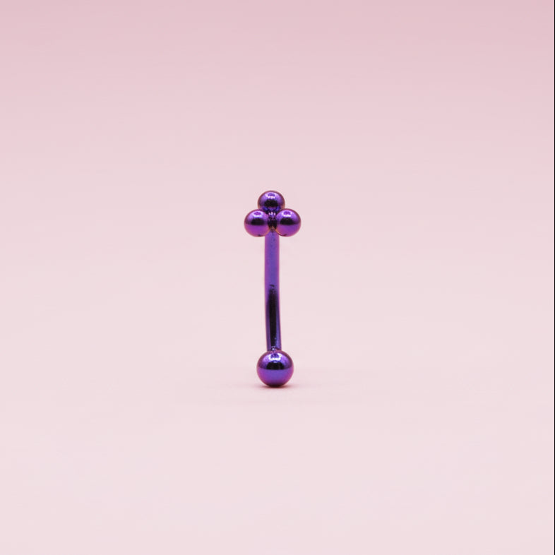 Piercing Banana para ceja/rook triple esferas azul - Titanio