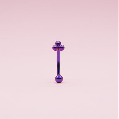 Piercing Banana para ceja/rook triple esferas azul - Titanio