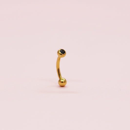 Piercing Banana para ceja y rook zirconia negra - Titanio