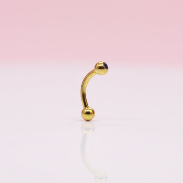 Piercing Banana para ceja y rook zirconia negra - Titanio