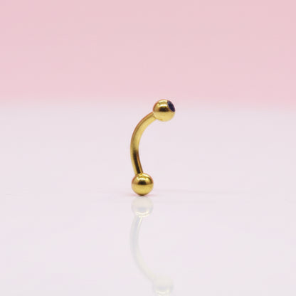 Piercing Banana para ceja y rook zirconia negra - Titanio