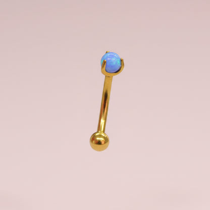 Piercing banana para ceja/ rook Opalo azul - Titanio