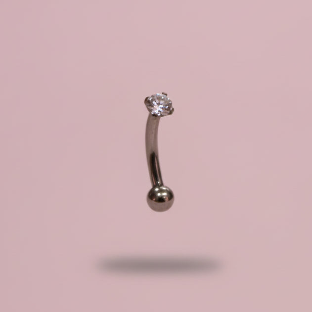 Piercing banana para ceja/ rook zirconia mini - Titanio