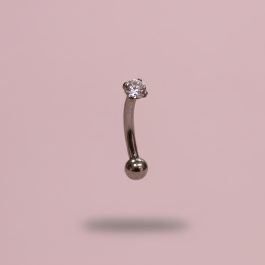Piercing banana para ceja/ rook zirconia mini - Titanio