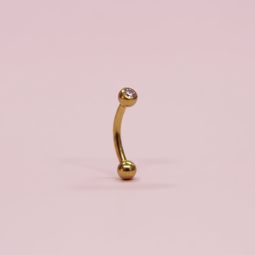 Piercing Banana para ceja y rook zirconia rosa - Titanio
