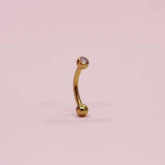 Piercing Banana para ceja y rook zirconia rosa - Titanio
