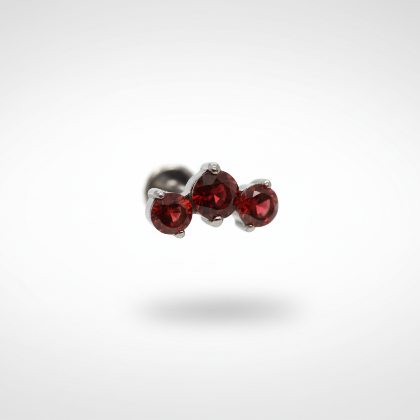 Piercing Triple Garnet - Titanio