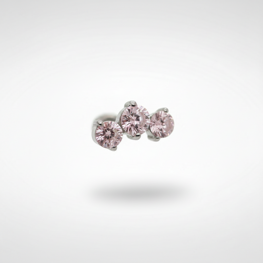 Piercing Triple zirconia rosa - Titanio