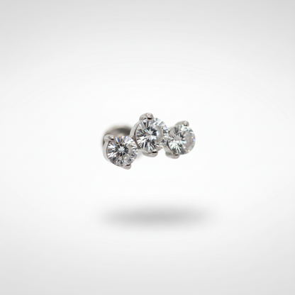 Piercing Triple zirconia blanca - Titanio