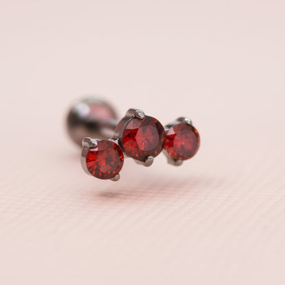 Piercing Triple Garnet - Titanio