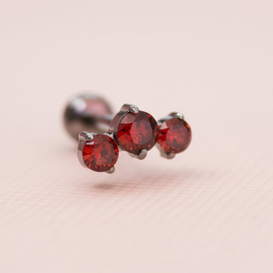 Piercing Triple Garnet - Titanio