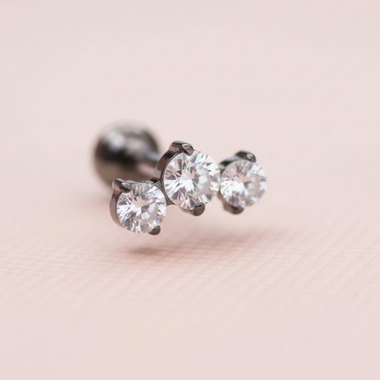 Piercing Triple zirconia blanca - Titanio