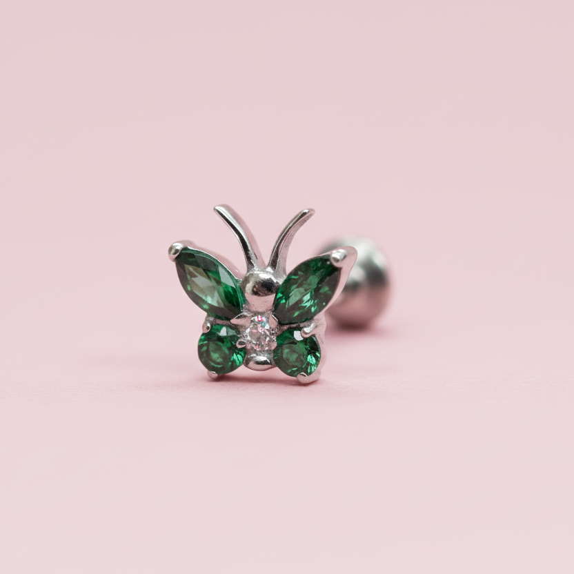 Piercing mariposa verde - Titanio