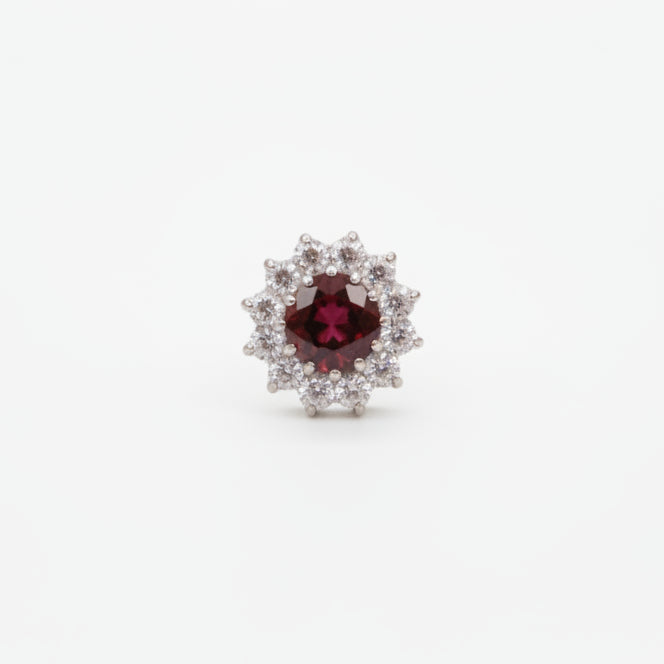 Piercing Girasol Rubí de zirconias  - Titanio