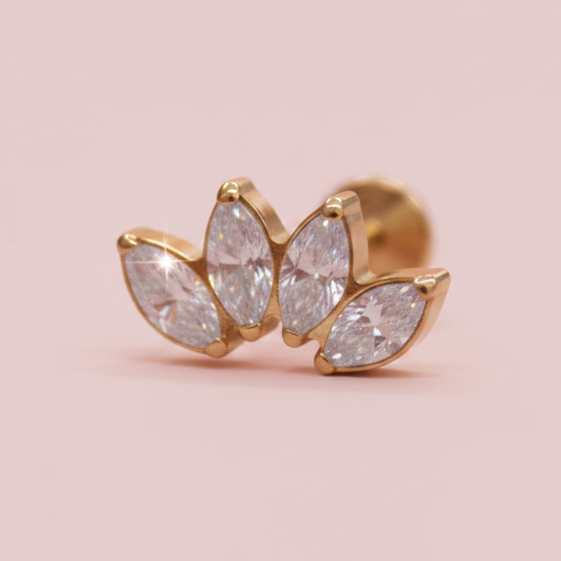 Piercing Flor de Loto Blanca - Titanio