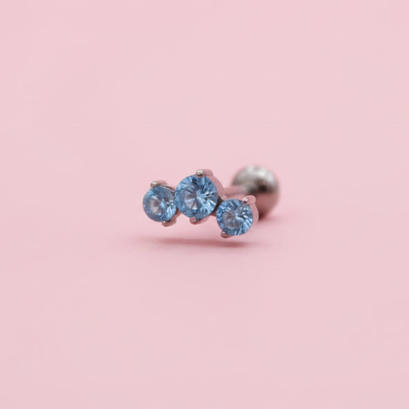 Piercing 3 zirconias aqua - Titanio