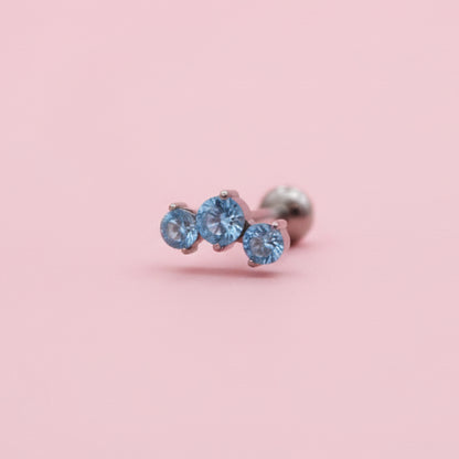 Piercing 3 zirconias aqua - Titanio