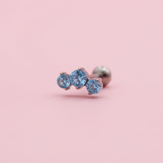 Piercing 3 zirconias aqua - Titanio