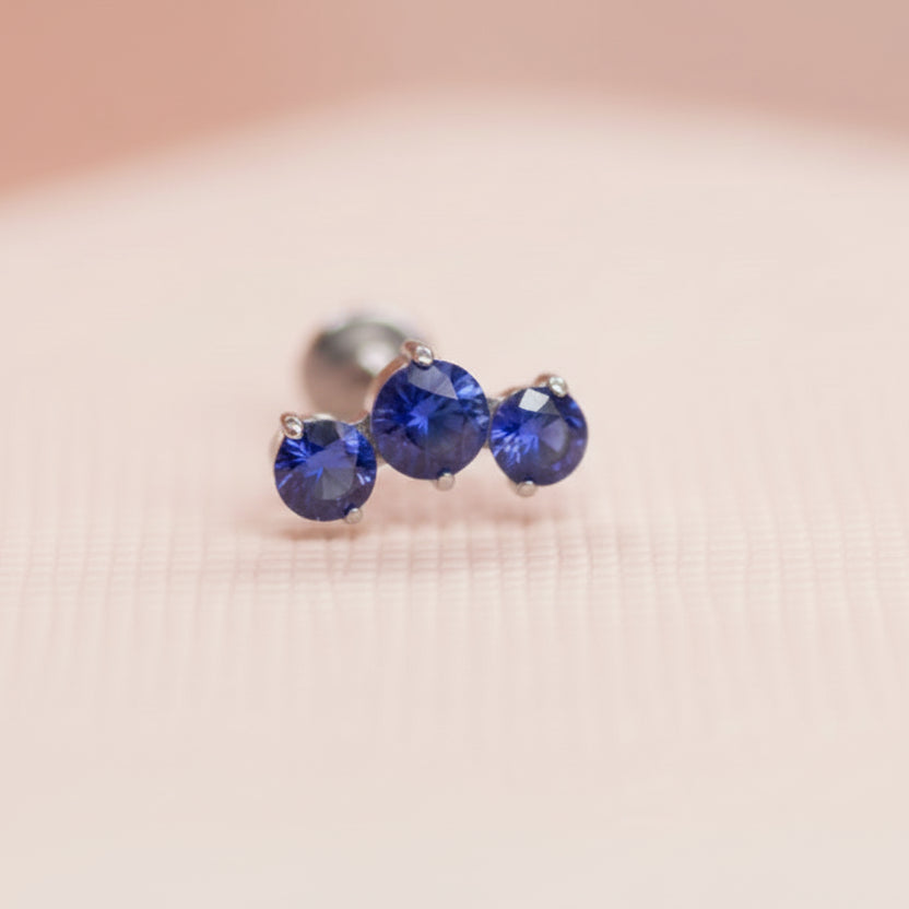 Piercing Triple Zafiro - Titanio