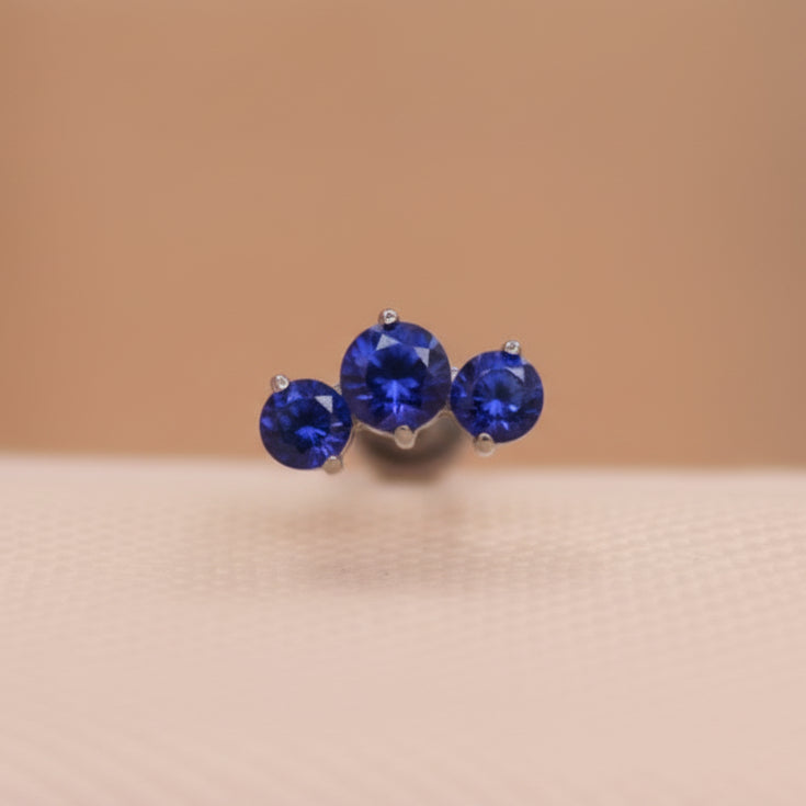 Piercing Triple Zafiro - Titanio