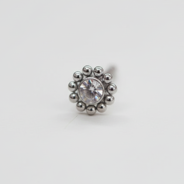 Piercing Girasol mini Plateado - Titanio (Labret)