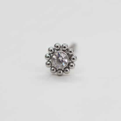 Piercing Girasol mini Plateado - Titanio (Labret)