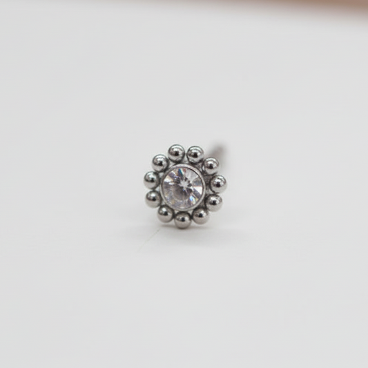 Piercing Girasol mini Plateado - Titanio (Labret)