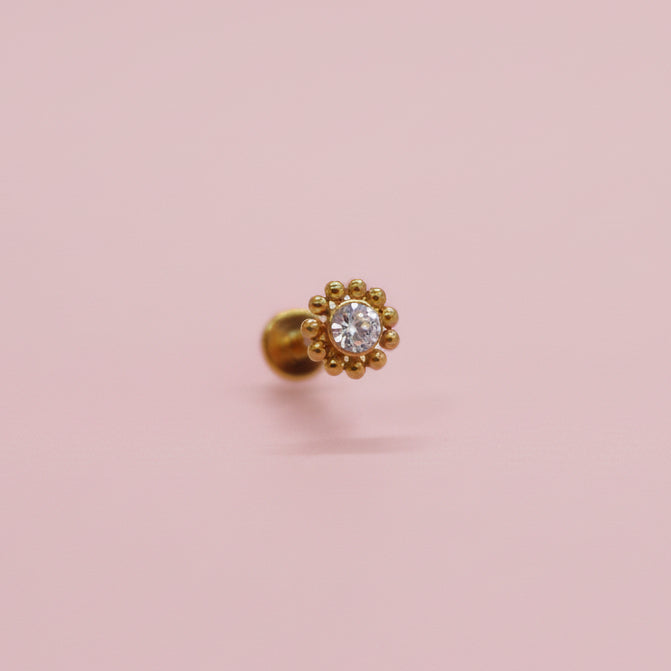 Piercing Girasol mini Dorado - Titanio (Labret)