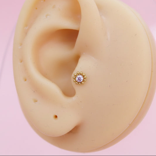 Piercing Girasol mini Dorado - Titanio (Labret)