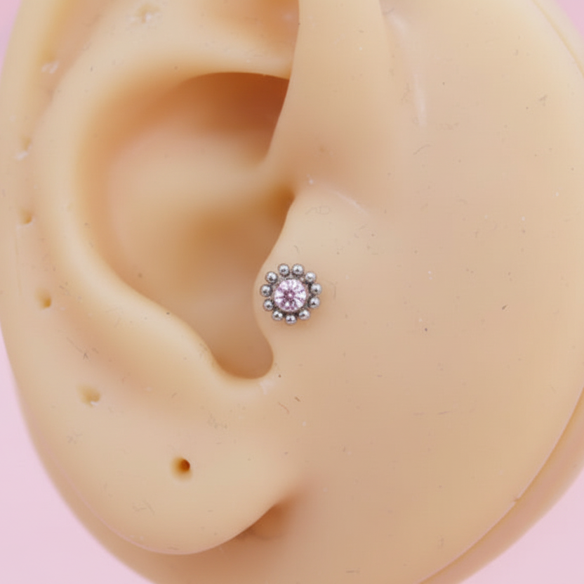 Piercing Girasol mini Plateado - Titanio (Labret)
