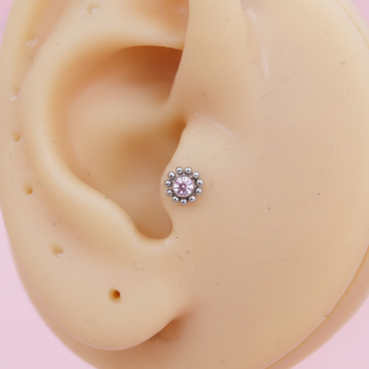 Piercing Girasol mini Plateado - Titanio (Labret)