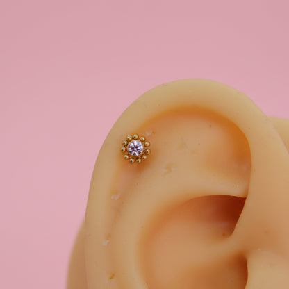 Piercing Girasol mini Dorado - Titanio (Labret)