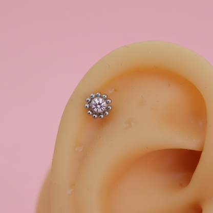 Piercing Girasol mini Plateado - Titanio (Labret)